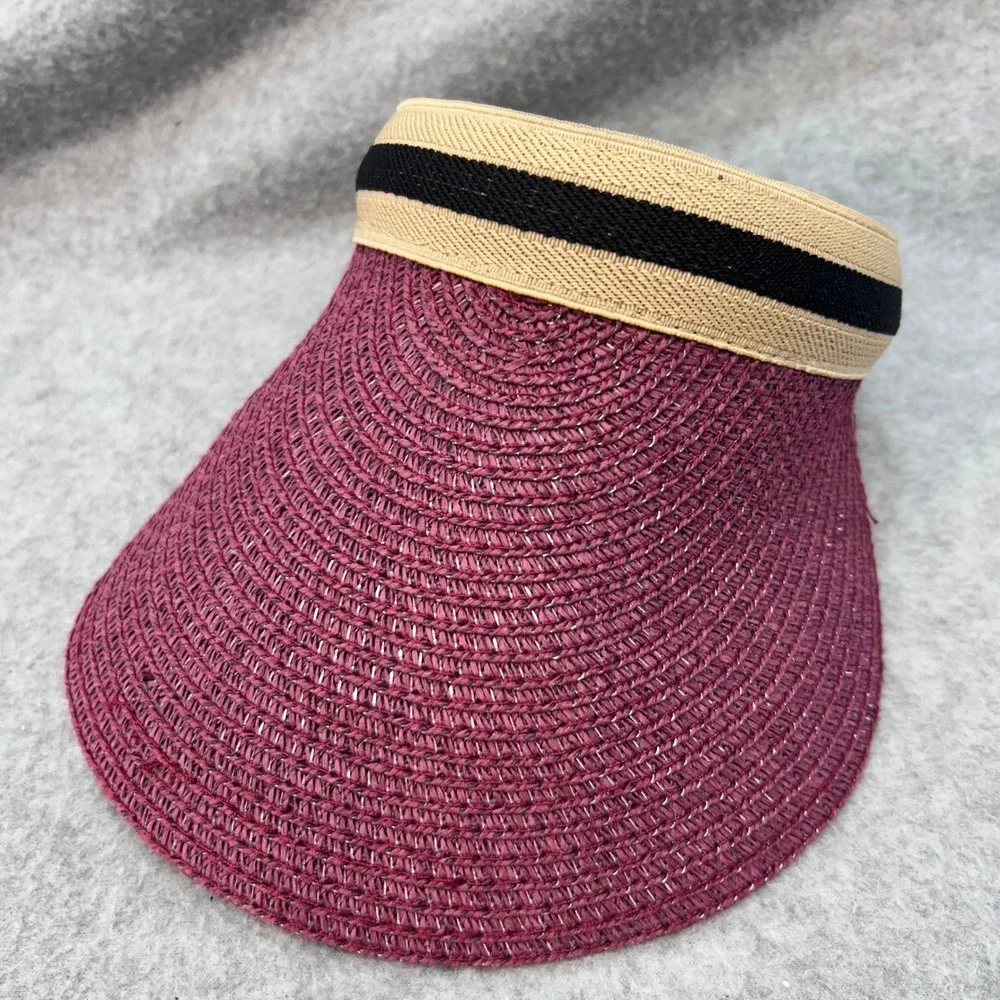Womens Burgundy Unbranded Straw Sun Visor OSFM